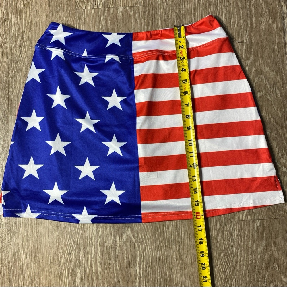 Ekouaer Patriotic Stars and Stripes Mini Skirt Large - Picture 6 of 7